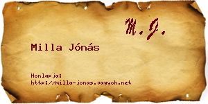 Milla Jónás névjegykártya